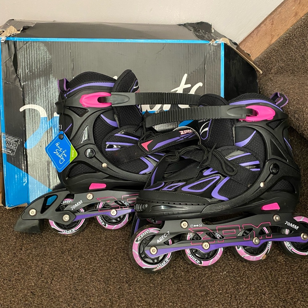 Girls Adjustable (Size 1-4) Rollerblades - Black and Pink